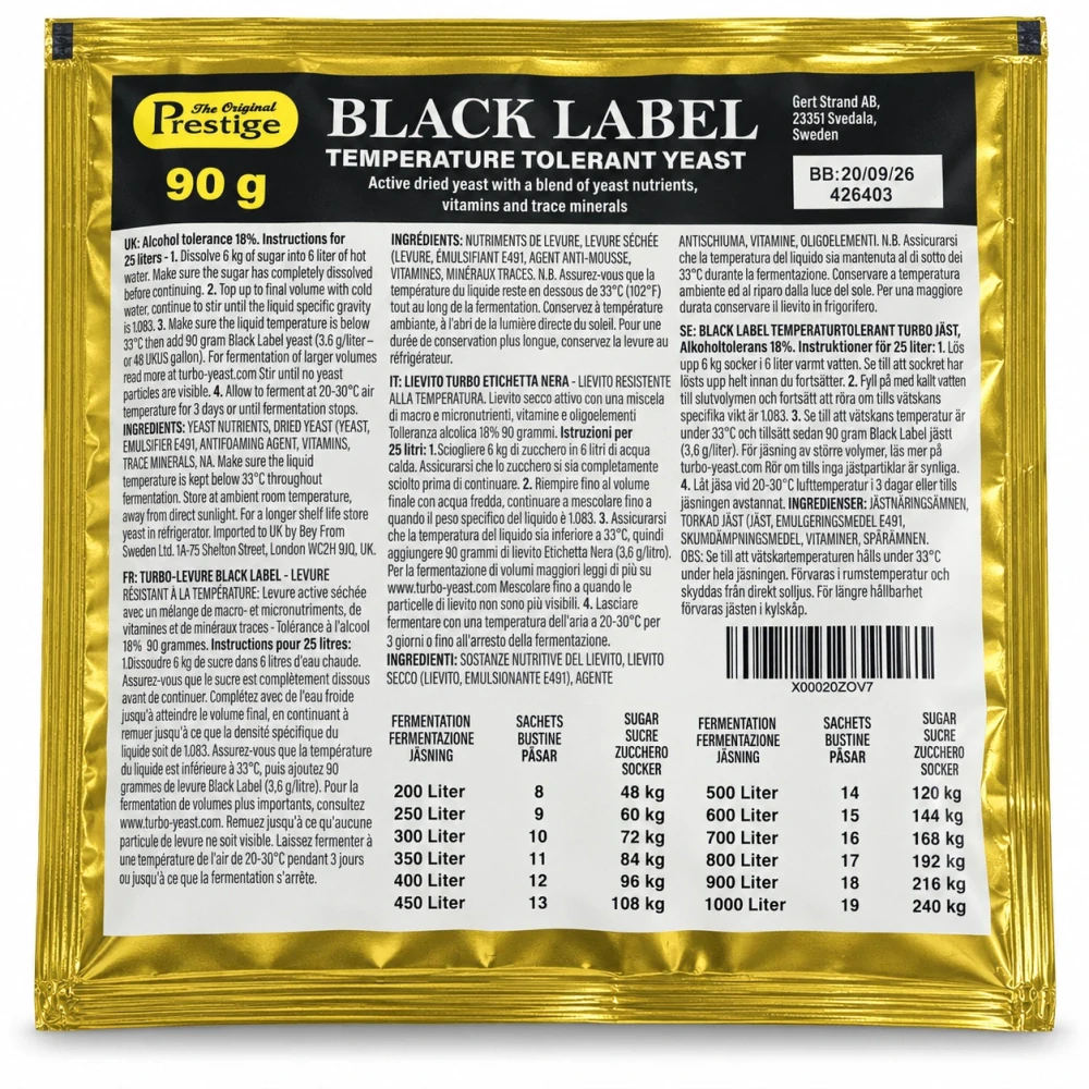 Black Label kvasnice 14-17% (pro cukerný kvas)