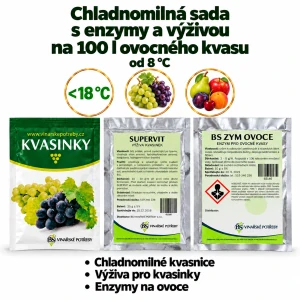 Chladnomilná sada na 100 l ovocného kvasu – kvasinky, výživa a enzym