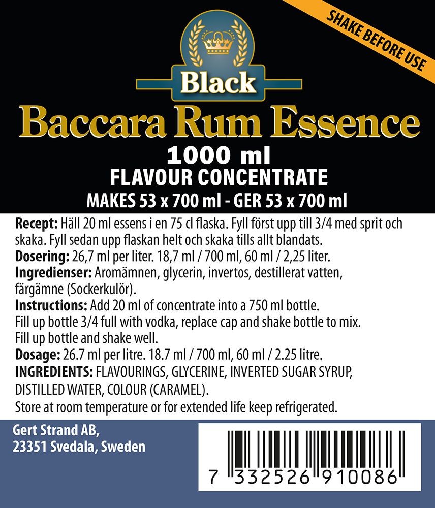 Baccara Black Rum - esence 1000 ml
