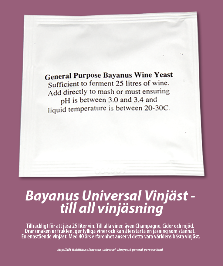 Univerzální vinné kvasinky Bayanus (pro vinný kvas, mošt a medovinu)