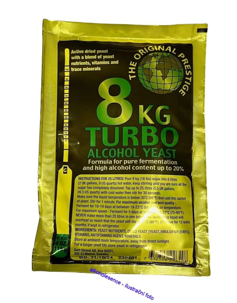 8 kg Turbo kvasnice 18-20% na ovocné, medové, obilné a cukrové kvasy