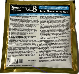 Prestige 8 Turbo kvasnice 18-20% na ovocné, medové, obilné a cukrové kvasy